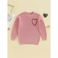 thumbnail image 2 of FEORJGP Toddlers Baby Girl Valentine’s Day Sweaters Infant Long Sleeve Knitwear Pullovers Heart Embroidery Knit Jumper Crew Neck Sweatshirt Knitted se Casual Clothes for Spring Fall Winter, 2 of 9