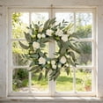 thumbnail image 5 of Pink Rose Daisy Eucalyptus Wreath 19.6 Inch Spring Summer Front Door Decor For Porch Window And Home Decor, 5 of 9