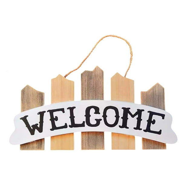 Letrero de bienvenida de madera vintage para puerta, colgador de pared, placa colgante para el frente Estilo A