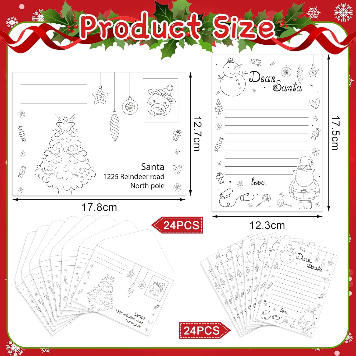 Gift Boutique 24 Sets Color Your Own Letter to Santa DIY Letters to Santa with Envelopes Coloring Santa Letter Kit for Kids Christmas Crafts Fun Activities