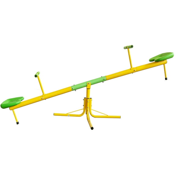 Pawverly Garden Kids Playground Steel Seesaw Outdoor, 360 Degree Swivel Sit & Spin Teeter Totter, Sturdy Backyard Playground Toy for Kids Ages 4 to 8