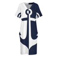 thumbnail image 4 of white and navy blue anchor Loose Pocket Dress birthday dress for women luxury 2025 Women's long dress Long dresses, 4 of 7