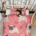 thumbnail image 3 of Pug and Love Heart Duvet Cover and Pillowcase Set for Single Bedding, Bedroom Accessories for Kids Teens, 3 of 5