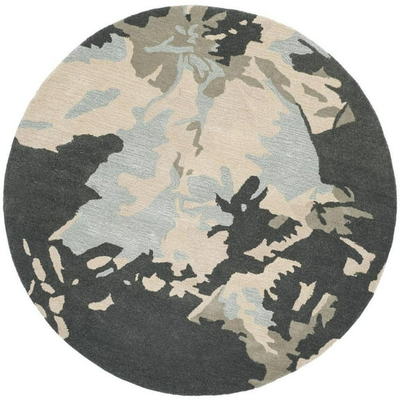 SAFAVIEH Bella Faye Abstract Area Rug, Steel Blue, 6' x 6' Round