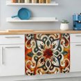 thumbnail image 6 of Burnt Orange Green Sink Skirt 11"Wx13"L, Dustproof Under Sink Curtain with Self Adhesive Tape, Vintage Abstract Flowers Cabinet Curtain Cover for Bathroom Vanity, RV, Kitchen Cabinet Storage Shelf, 6 of 9