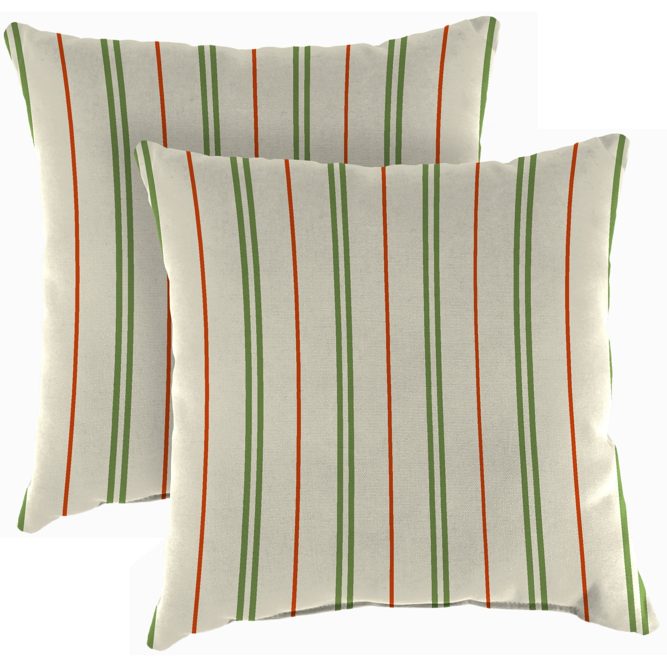 Jordan Manufacturing 18" x 18" Grey Stripe Outdoor Throw Pillow (Set of 2) - 18'' L x 18'' W x 4'' H