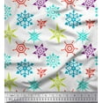 thumbnail image 1 of Soimoi White Poly Georgette Fabric Snow Flakes Floral Decor Fabric Printed Yard 42 Inch Wide, 1 of 5