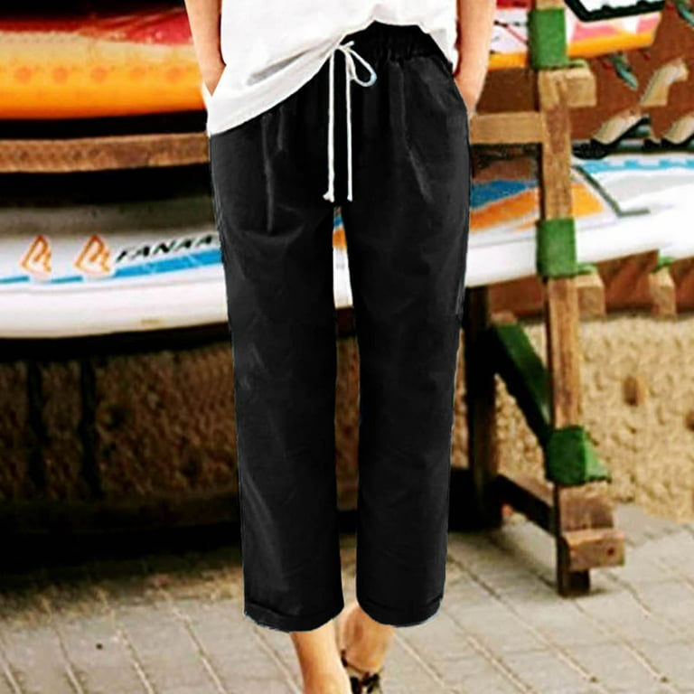 Frontwalk Women Wide Leg Yoga Pants Drawstring Casual Loungewear Loose  Solid Sweatpants with Pockets