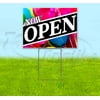 Now Open (18"x24") Corrugated Plastic Yard Sign, Bandit, Lawn, Decorations, New, Advertising, USA