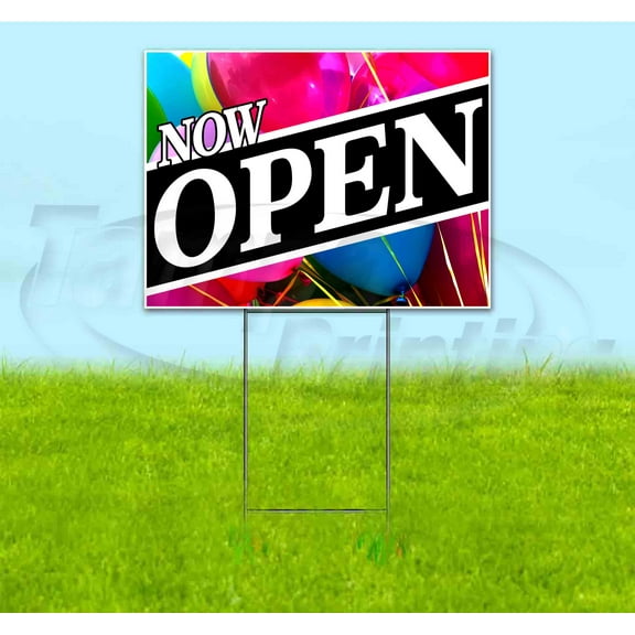 Now Open (18"x24") Corrugated Plastic Yard Sign, Bandit, Lawn, Decorations, New, Advertising, USA
