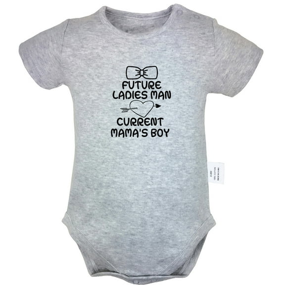 Future Ladies Man Current Mama's Boy Funny Rompers For Babies, Newborn Baby Unisex Bodysuits, Infant Jumpsuits, Toddler 0-24 Months Kids One-Piece Oufits (Gray, 0-6 Months)