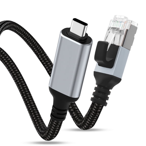 Dutevolns USB-C RJ45 Ethernet Adapter Cable 6.6 ft, Nylon Braided Gigabit Network Cord for MacBook, Smartphone, PC