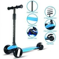 HighTech Mega GlideKick 3-Wheel Foldable Scooter With Lightup Wheels & Extendable T-Bar - Blue