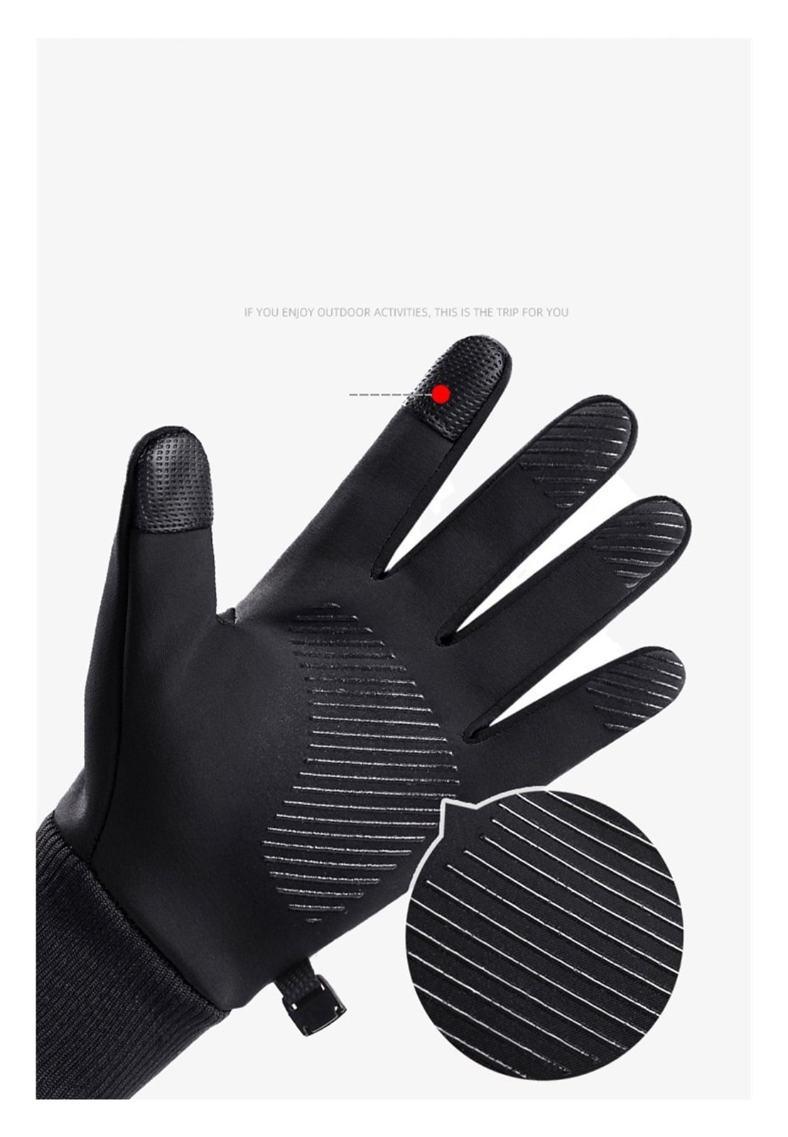 Men Winter Waterproof Cycling Gloves Outdoor Sports Running Motorcycle Ski Touch Screen Fleece Gloves Non-slip Warm Full Fingers Suitable For Hiking Driving Climbing Riding Skiing