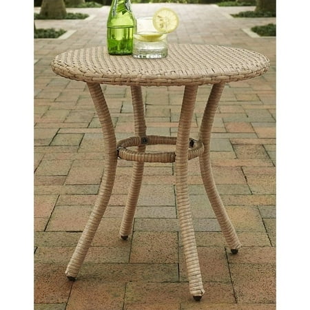 Crosley Palm Harbor Outdoor Wicker Round End Table in Light Brown
