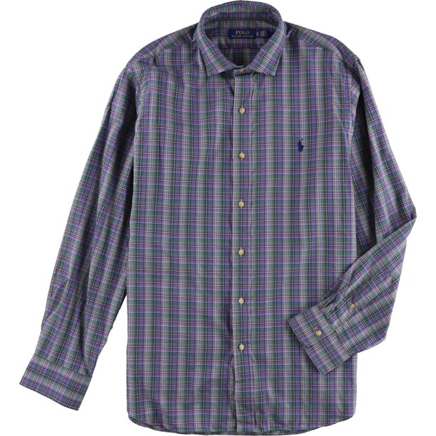 Ralph Lauren - Camisa con botones para hombre, color morado, grande Ralph Lauren Botones al frente