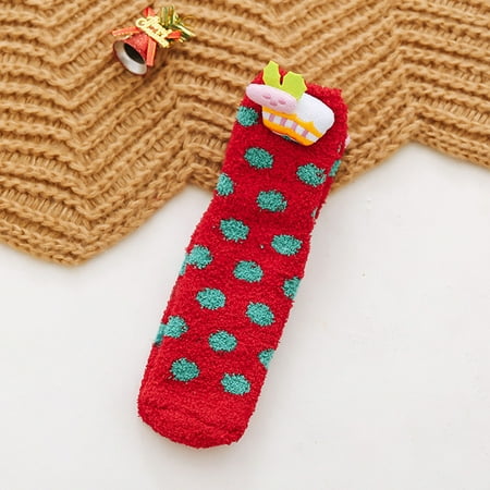 

4 pair Ladies Christmas Cute Floor Socks Coral Fleece Thickened Non Slip Sleeping Socks Color Random