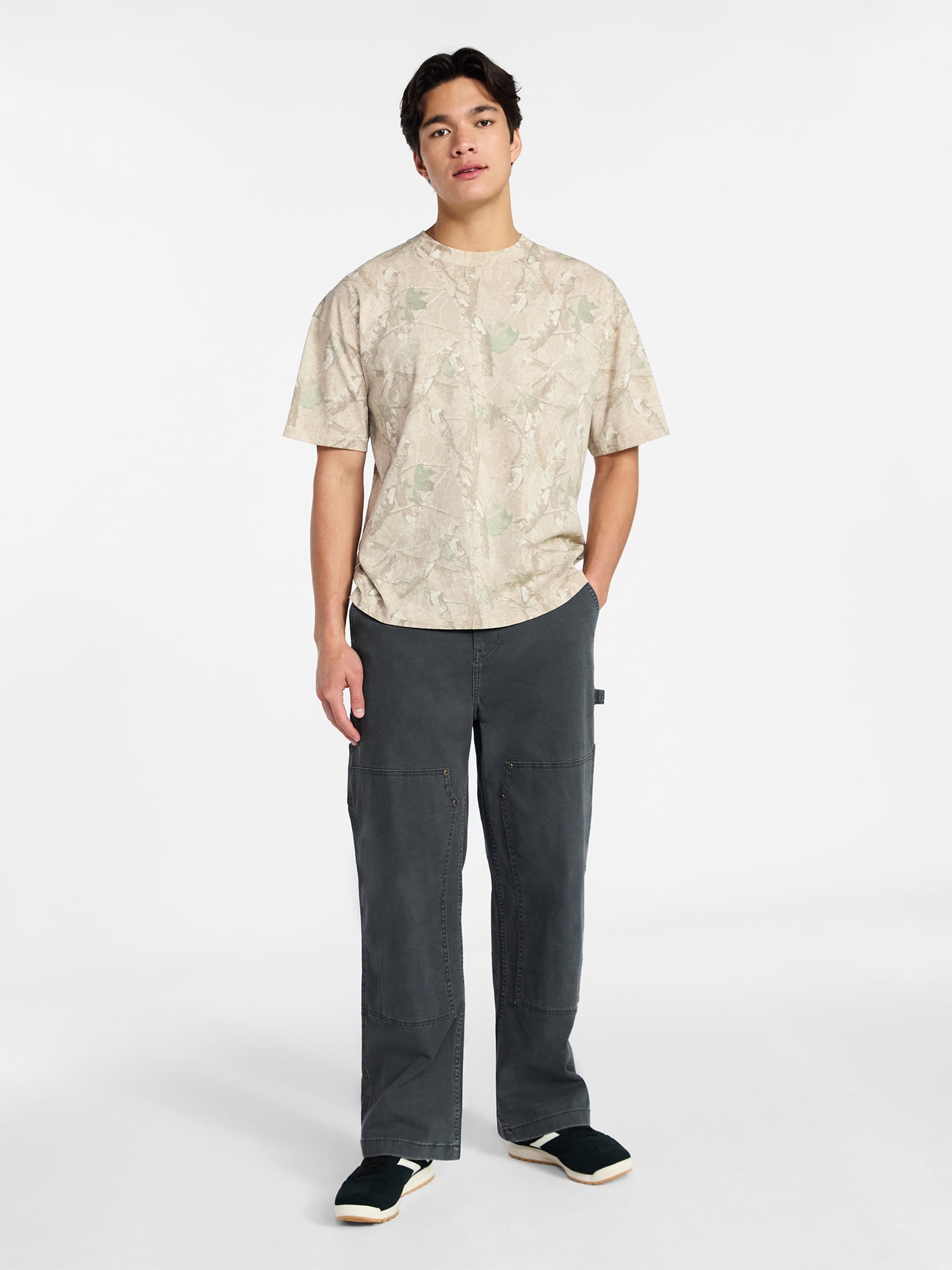 No Boundaries Men's Oversized Boxy Tee with Short Sleeves, XS-4XLT