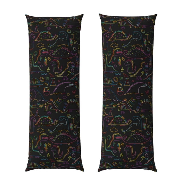 Fotbe Doodle Dinosaur Funda para Almohada Corporal con Diseño, Funda de Microfibra Ultrasuave de 20x54 Pulgadas, Ropa de Cama Elegante