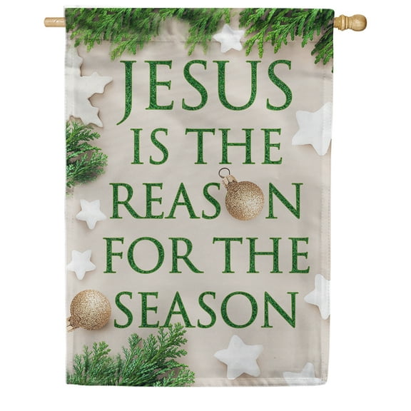 America Forever Jesus Is The Reason House Flag 28 x 40 Inch Double Sided Outdoor Yard Winter Holiday Three Kings Religious Holy Family Nativity Christmas Decorations Flag