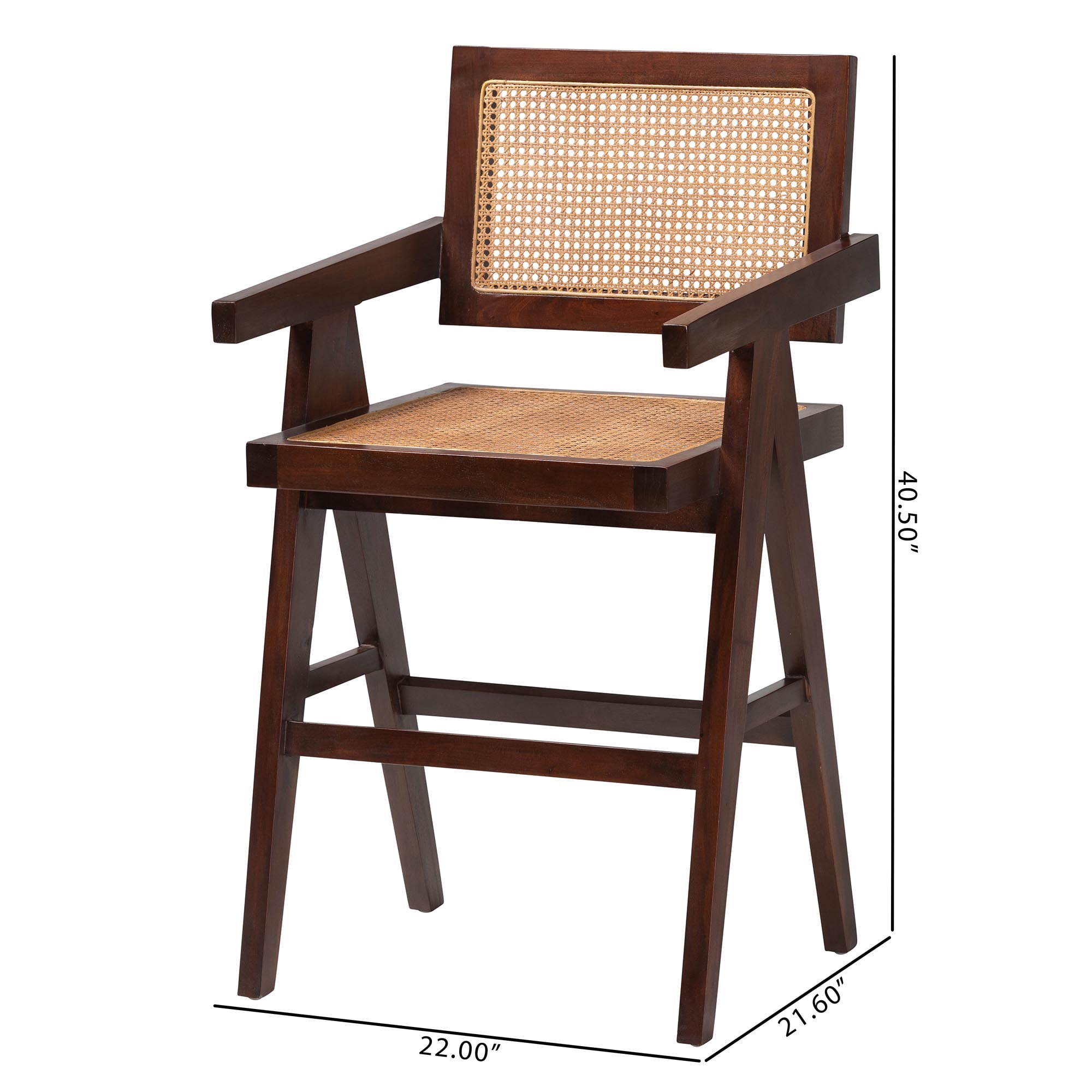 bali & pari Kresna Boho Counter Stool, Counter Height, Set of 2, Dark Walnut Brown