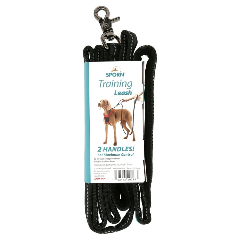 Sporn 6' Nylon, Suede & Nickel Standard Dog Leash, Black, M/L 