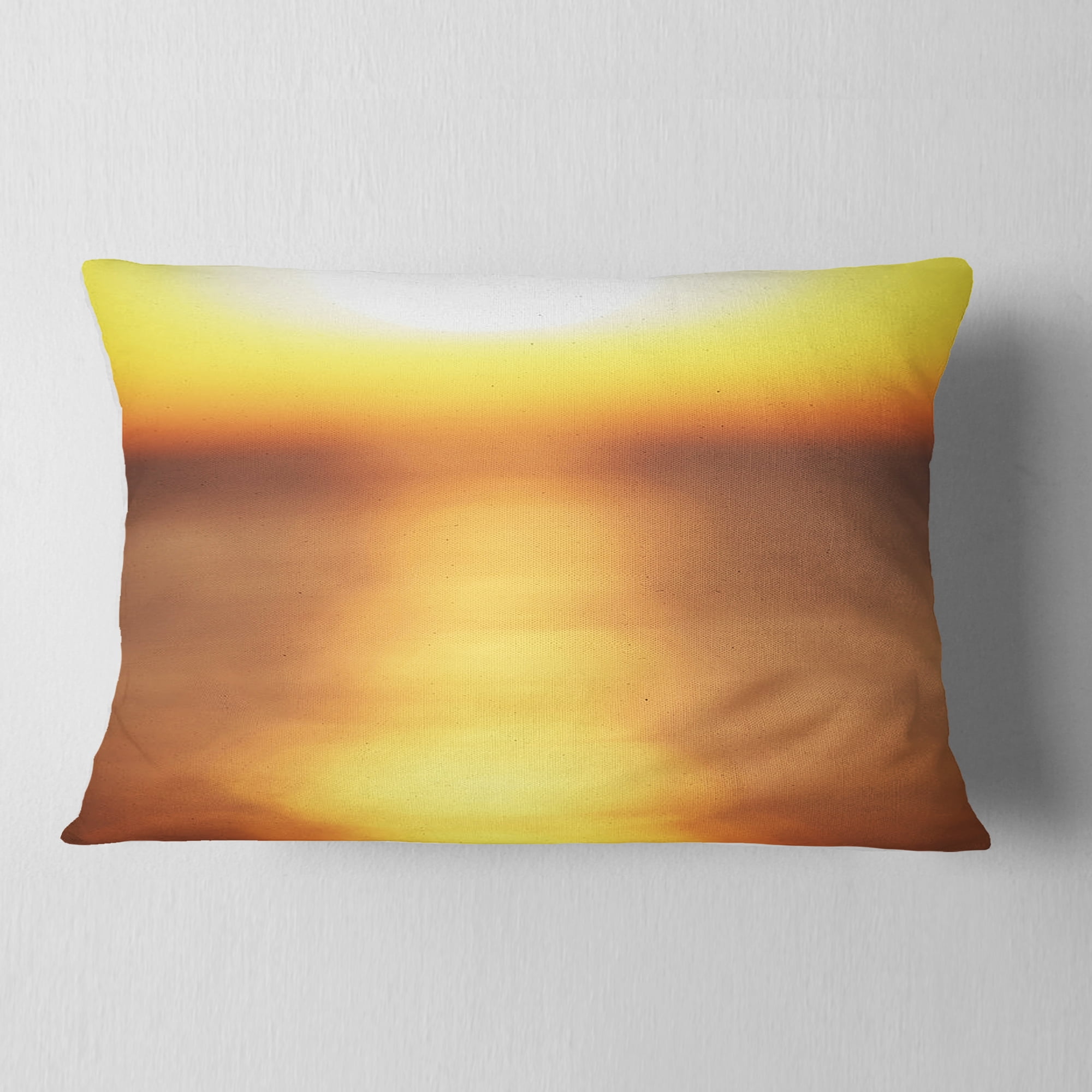 Designart Abstract Yellow Sunset Reflection - Landscape Wall Throw Pillow - 12x20