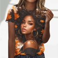 thumbnail image 2 of TSADFHJI Chemises pour Femmes Manches Longues Coton Col Rond Mode Décontractée Ample Imprimé Col Rond Manches Courtes T-Shirt Haut TG Rouge, 2 of 5