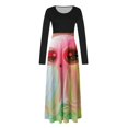 thumbnail image 3 of Dress for Women Casual,3/4 Sleeve Dress,Womens Fashion Printed Long Sleeve Round-Neck Pullover Patchwork Dress, 3 of 5