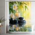 thumbnail image 5 of Shower Curtains for Bathroom-72"x72",Plumeria Flower Stones Lake Zen Meditation Waterproof Bath Curtain Grommet Shower Curtain Set with Hooks, 5 of 9