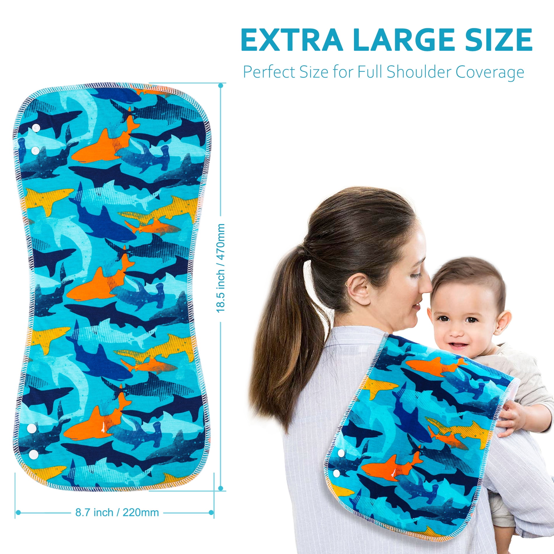 2-in-1 Baby Bibs & Burp Cloths Set, 3-Layer Design, Large Size, Super Absorbent, 100% Organic Cotton, Soft & Comfortable，12-Pack