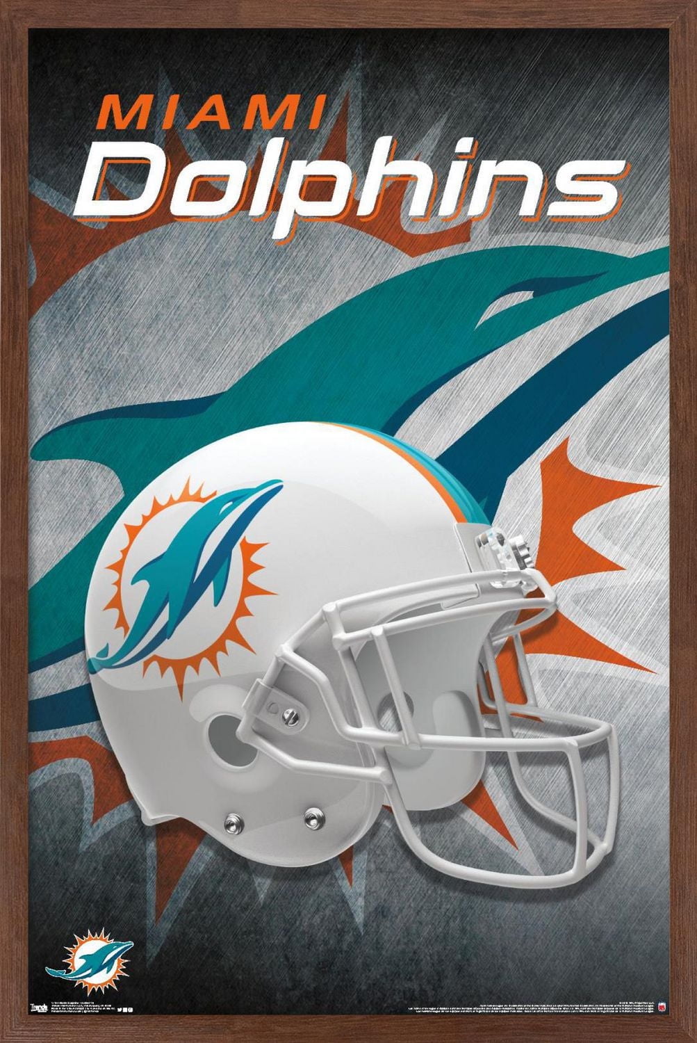 NFL Miami Dolphins - Helmet 18 Wall Poster, 14.725" x 22.375" Framed
