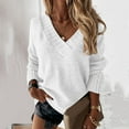 thumbnail image 2 of Bibifish Womens Sweaters Loose Fit Long Sleeve V Neck Knitted Tops Comfy And Trendy Loose Fit Solid Color Pullover Sweaters For Ladies, 2 of 5