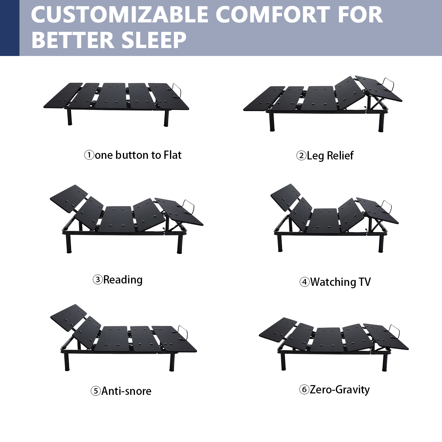 Buy Smiaoer Adjustable Bed Base Frame Smart Electric Beds Foundation