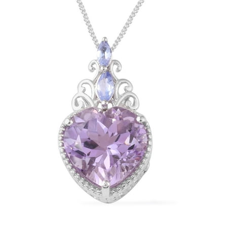 Sterling Silver Heart Necklace 20 Womens Sterling Silver Rose De Amethyst Tanzanite Love Heart Valentines Pendant Necklace 20