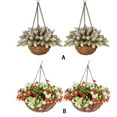 thumbnail image 4 of Guardoinrt 2 Artificial Hanging Baskets, Baskets, Decorations Pinecone And Frosted Suitable For Front Door, Courtyard, Decor Floral Pattern 30CM, 4 of 6