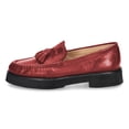 thumbnail image 3 of YDN Women Vintage Rounded Toe Block Low Heels Loafers Tassels Slip On Moccasin Pumps Office Working Casual Shoes Size 7 Red, 3 of 4