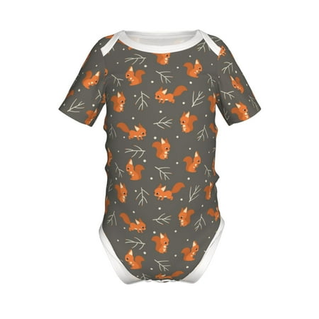 

Junzan cute fall fox leaf Print Short-Sleeve Baby Climbing Clothes Bodysuits for Infant One-Piece for Baby Boys & Girls Baby Clothes Baby Romper with Snap Closure-9M