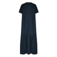 thumbnail image 4 of Edvintorg Womens Summer Long Dresses Fashion Women's Short Sleeve Solid Color V Neck Soft Comfortable Maxi Dress Casual Vacation Outfits, 4 of 6