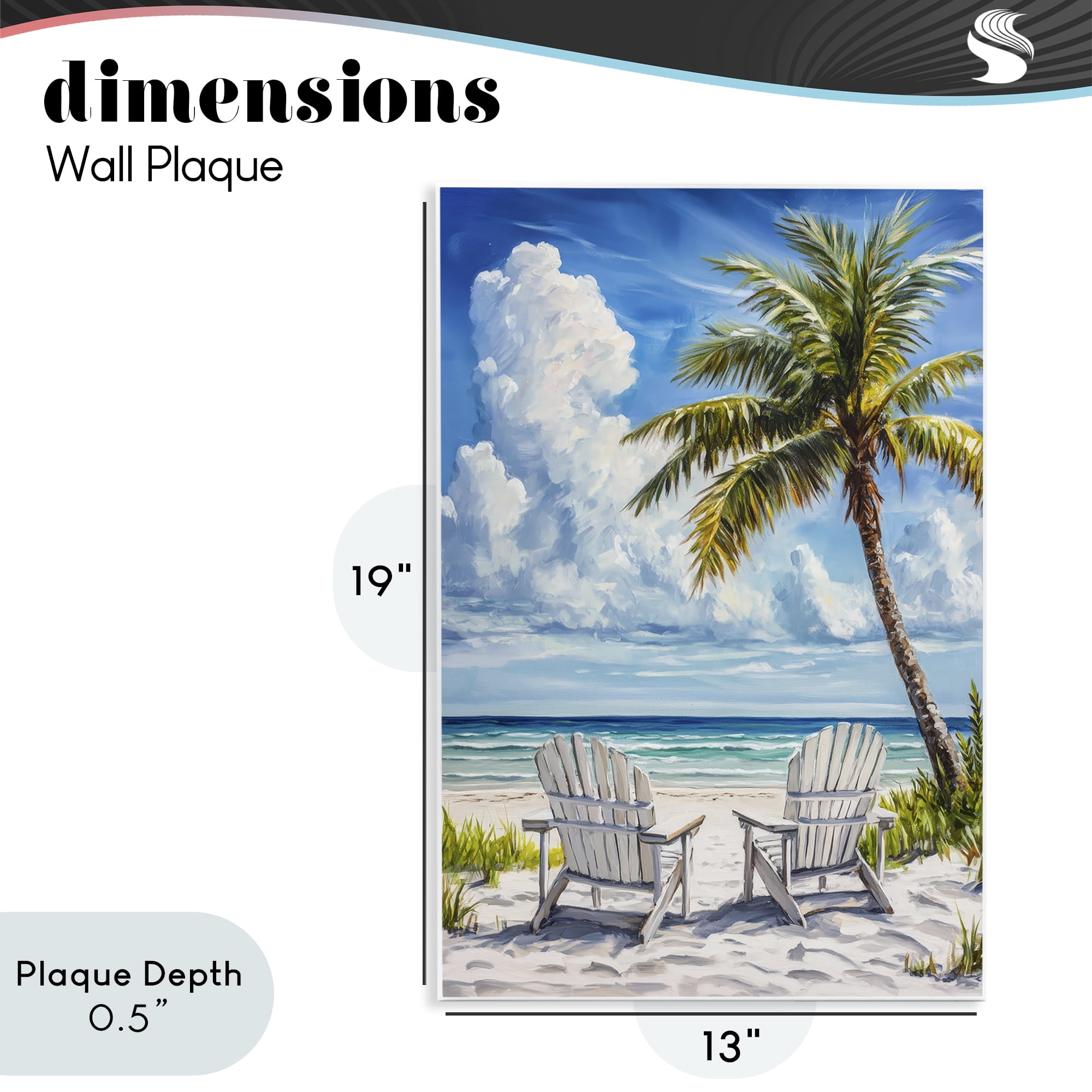 Stupell Industries Clouded Beach with Looming Palm Wall Plaque Art, design by Petal Prints Design