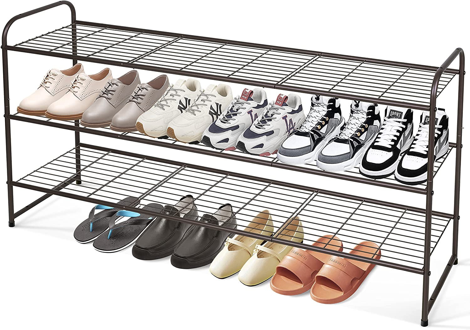 MISSLO 3 Tier Metal Long Shoe Rack for Closet Entryway Wire Grid