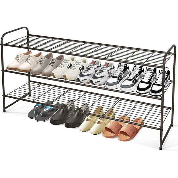 MISSLO 3 Tier Metal Long Shoe Rack for Closet Entryway Wire Grid
