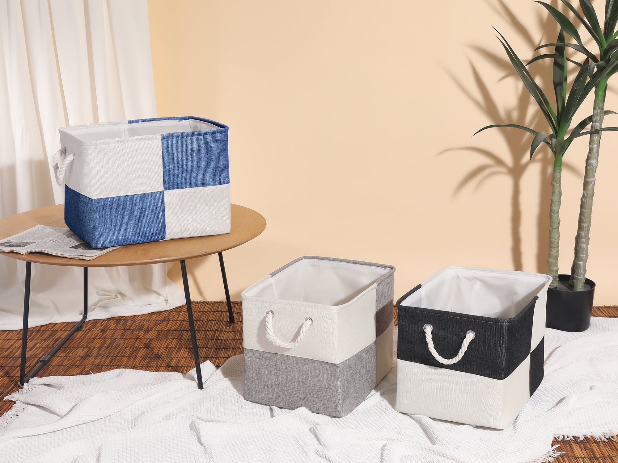 Unique Bargains Cotton Storage Bin with Handles Gray 15.7*11.8*11.8in