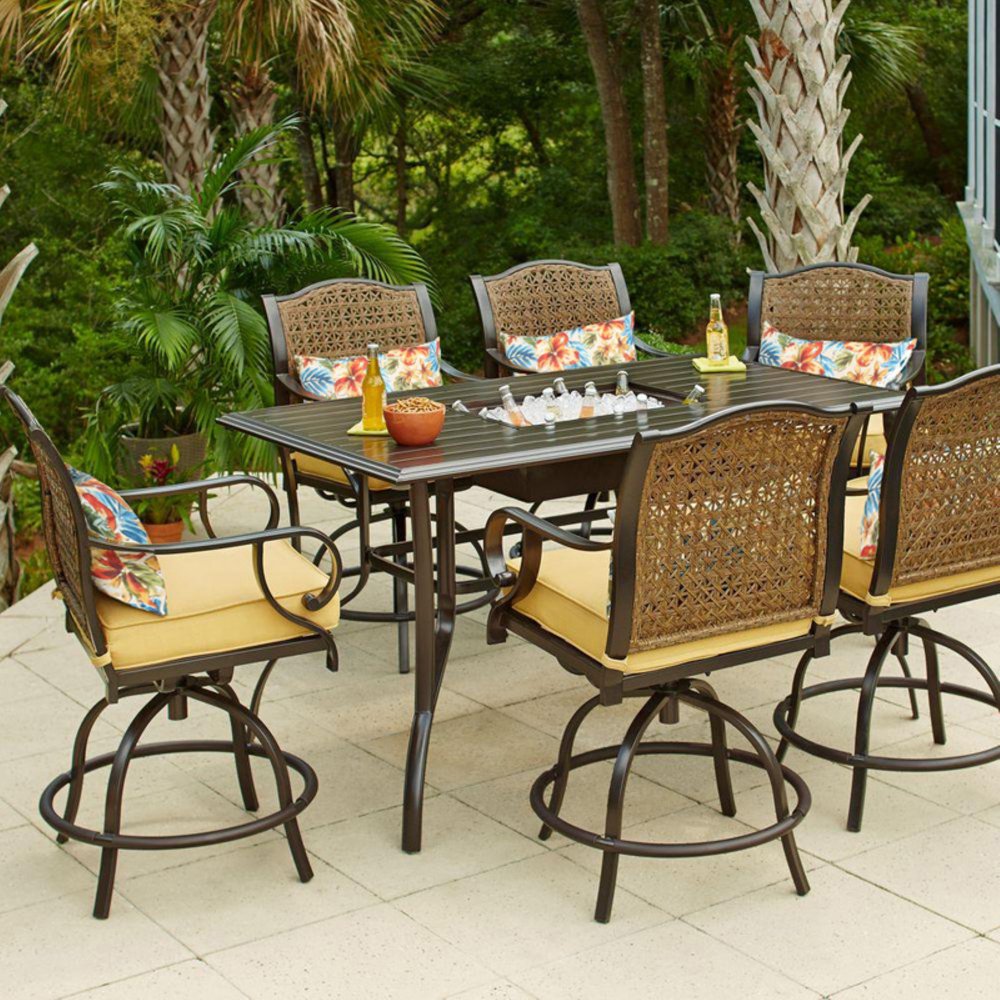 Royal Garden St. Kitts Steel 7 Piece Bar Height Dining Set - Walmart ...