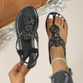 thumbnail image 3 of Dakaela Womens Rhinestone Flat Sandals Elastic Ankle Strap Casual Flip Flops Summer Walking Shoes, 3 of 6
