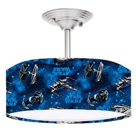 888 Cool Fans DR-0001007 Star Wars Millenium Falcon 2-Light Brushed Nickel Drum Style LED Lamp Fixture