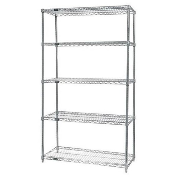Quantum Storage WR74-2160S-5 Wire Shelving 5-Shelf Starter Units - Stainless Steel, 21 x 60 x 74 in. - Stainless Steel