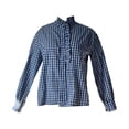 thumbnail image 4 of Endives Womens Plaid Shirts V Neck Button Down Blouse Casual Wrinkle Long Sleeve Trendy Tops Work Checkered Shirts, 4 of 4