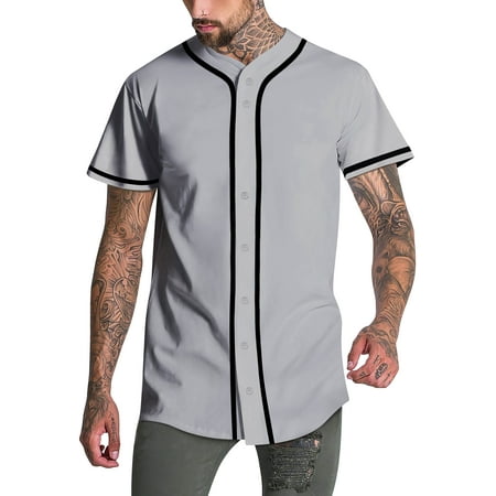 Hat and Beyond Mens Baseball Jersey T- Shirt Stripe Sports Team Hipster Tee Casual
