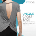 thumbnail image 4 of FITKICKS Crossovers Active Lifestyle T-Shirt Cross-Back Workout Top, Gray Small (Women's), 4 of 8